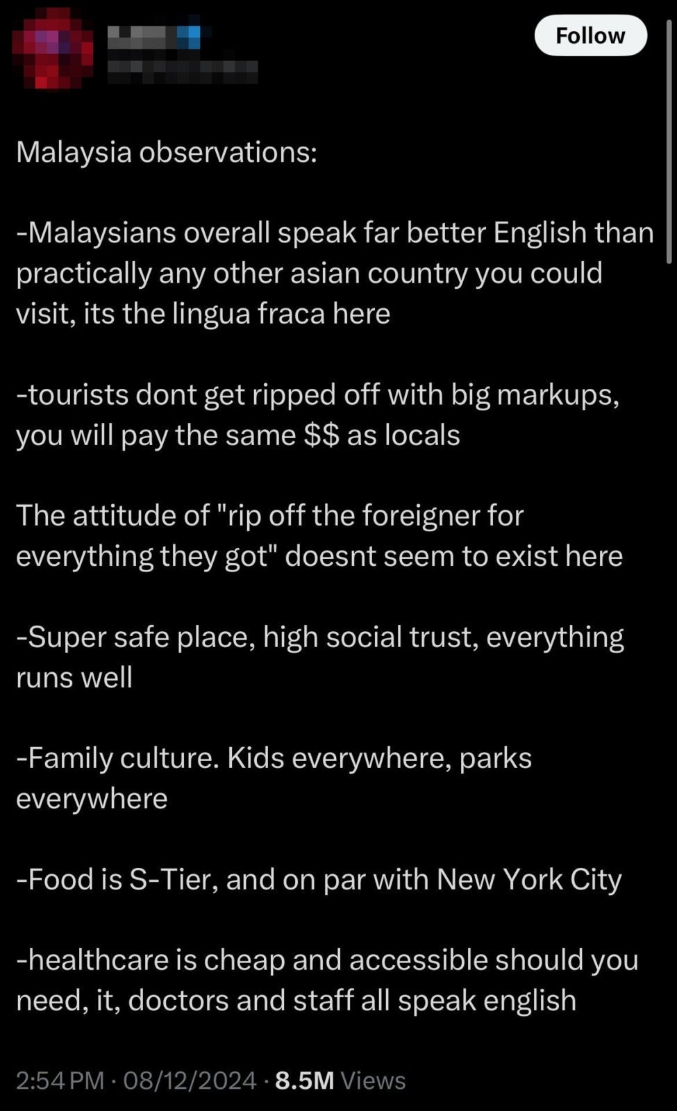 foreigner praised malaysia tourist place