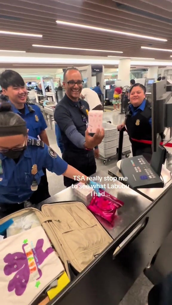 tsa airport staff checking labubu blindbox xray man stopped 1