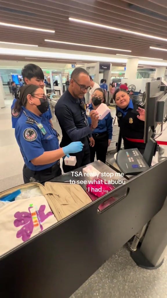 tsa airport staff checking labubu blindbox xray man stopped 2