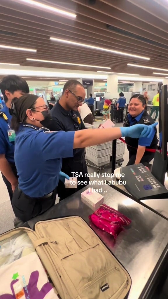 tsa airport staff checking labubu blindbox xray man stopped 4