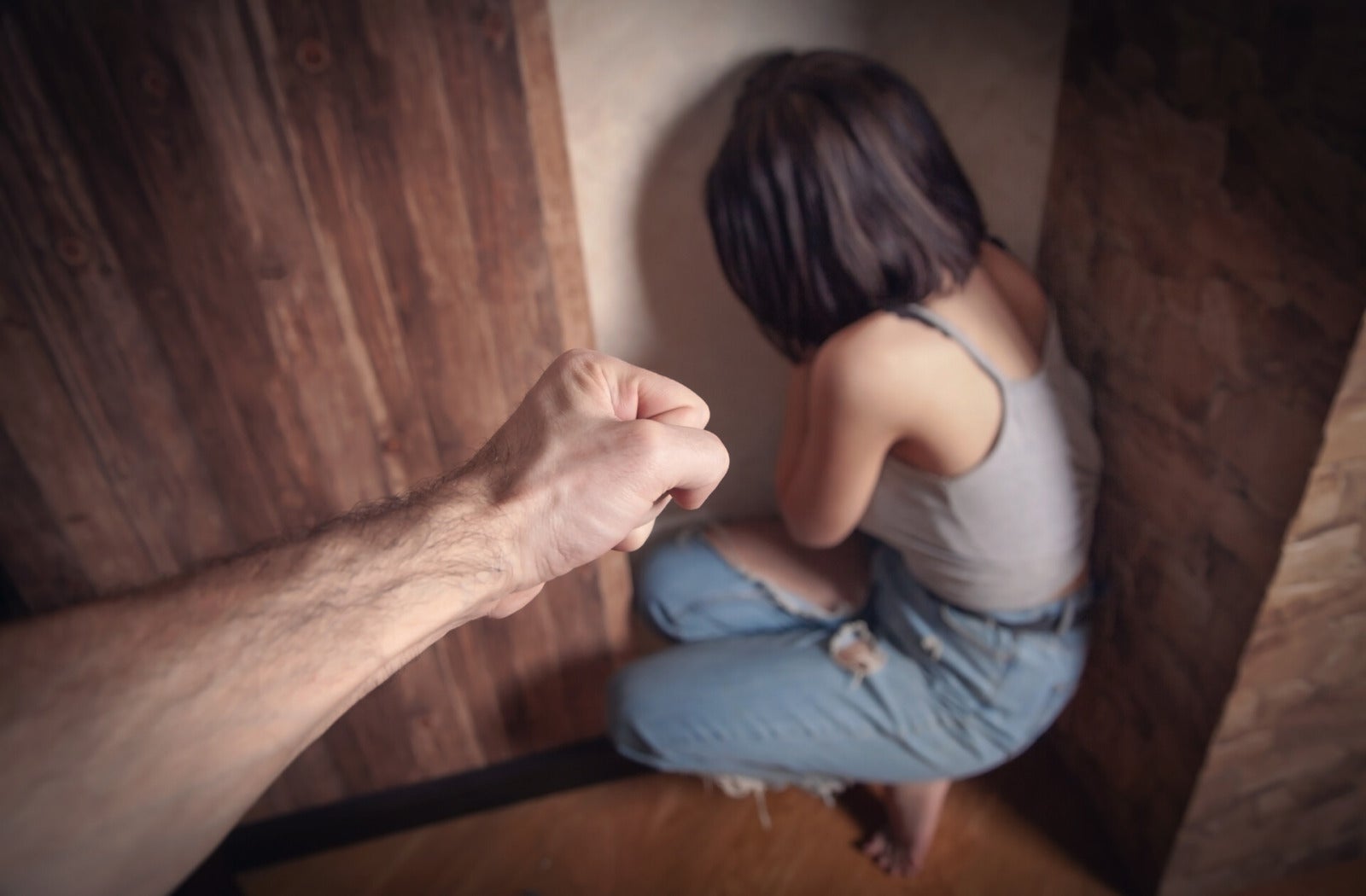 man fist abuse woman asian room corner 123rf