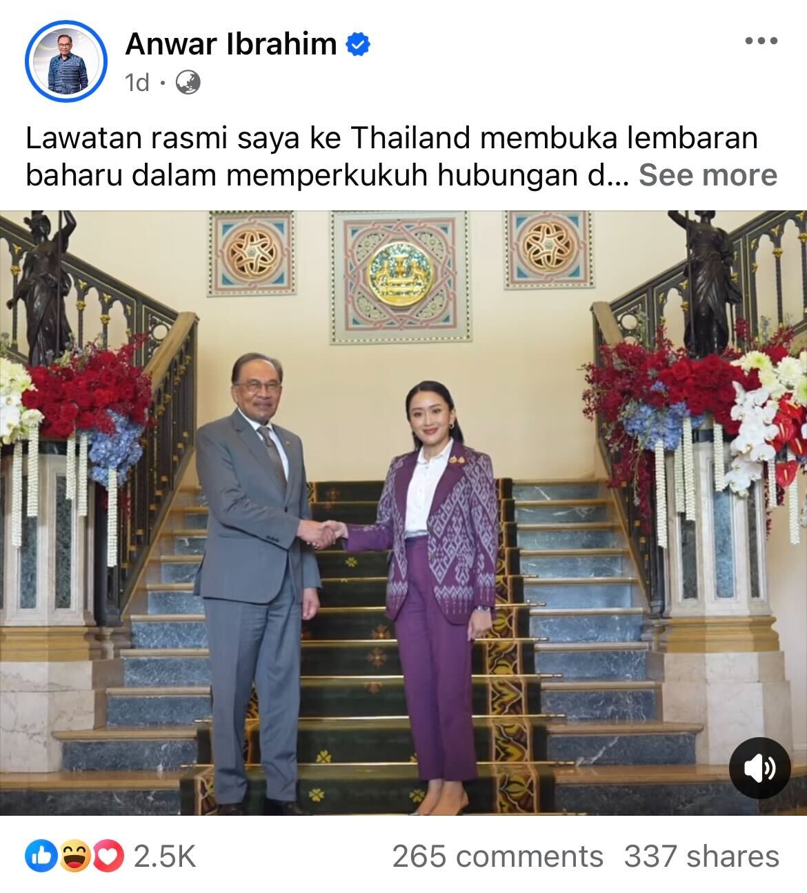 anwar ibrahim malaysia prime minister visit thailand video bgm