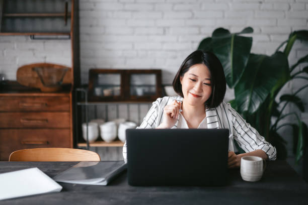 asian working happy