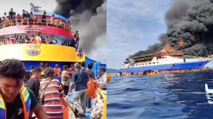 KM Barcelona V Terbakar di Talaud