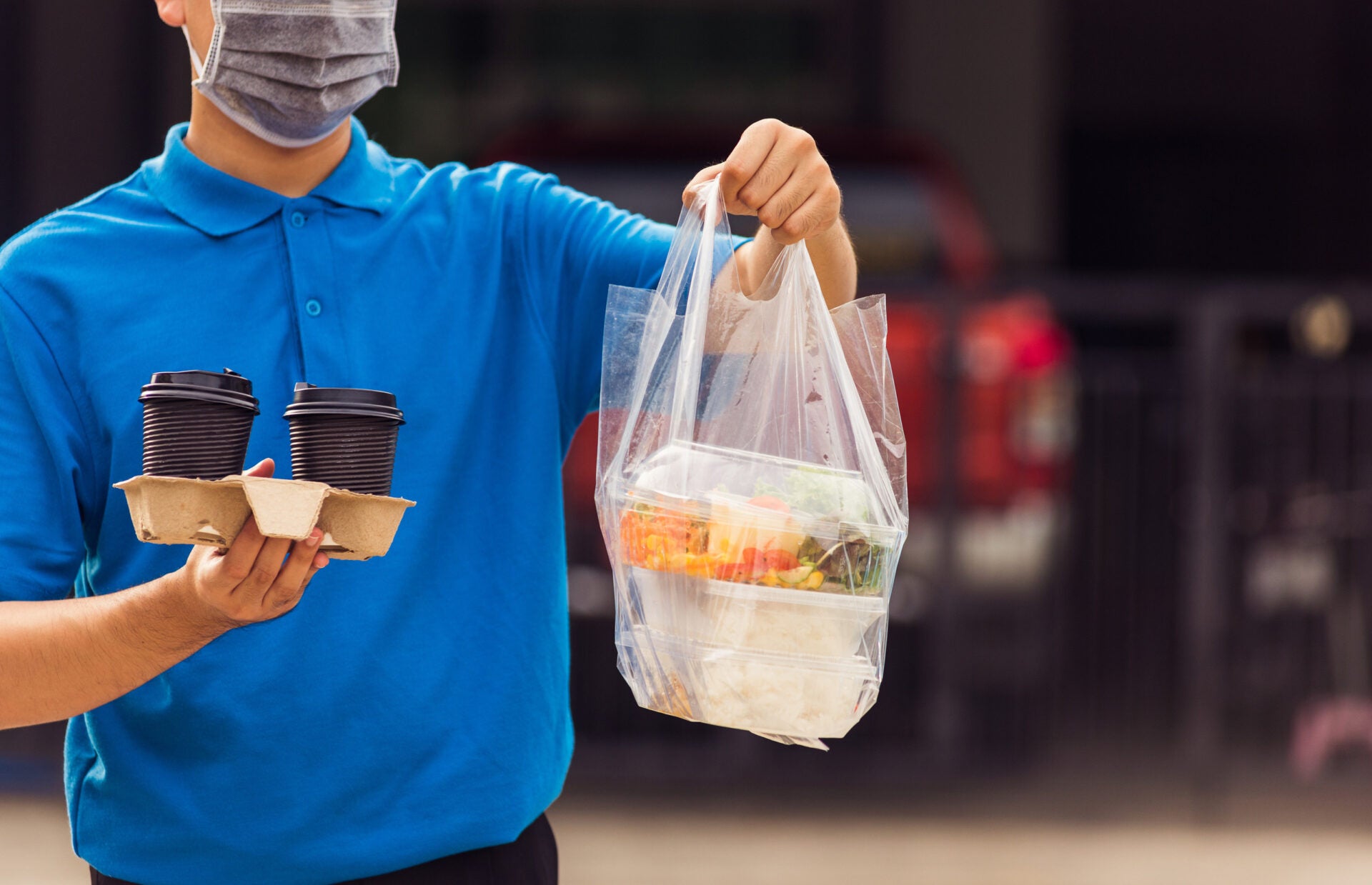 food delivery man home 123rf