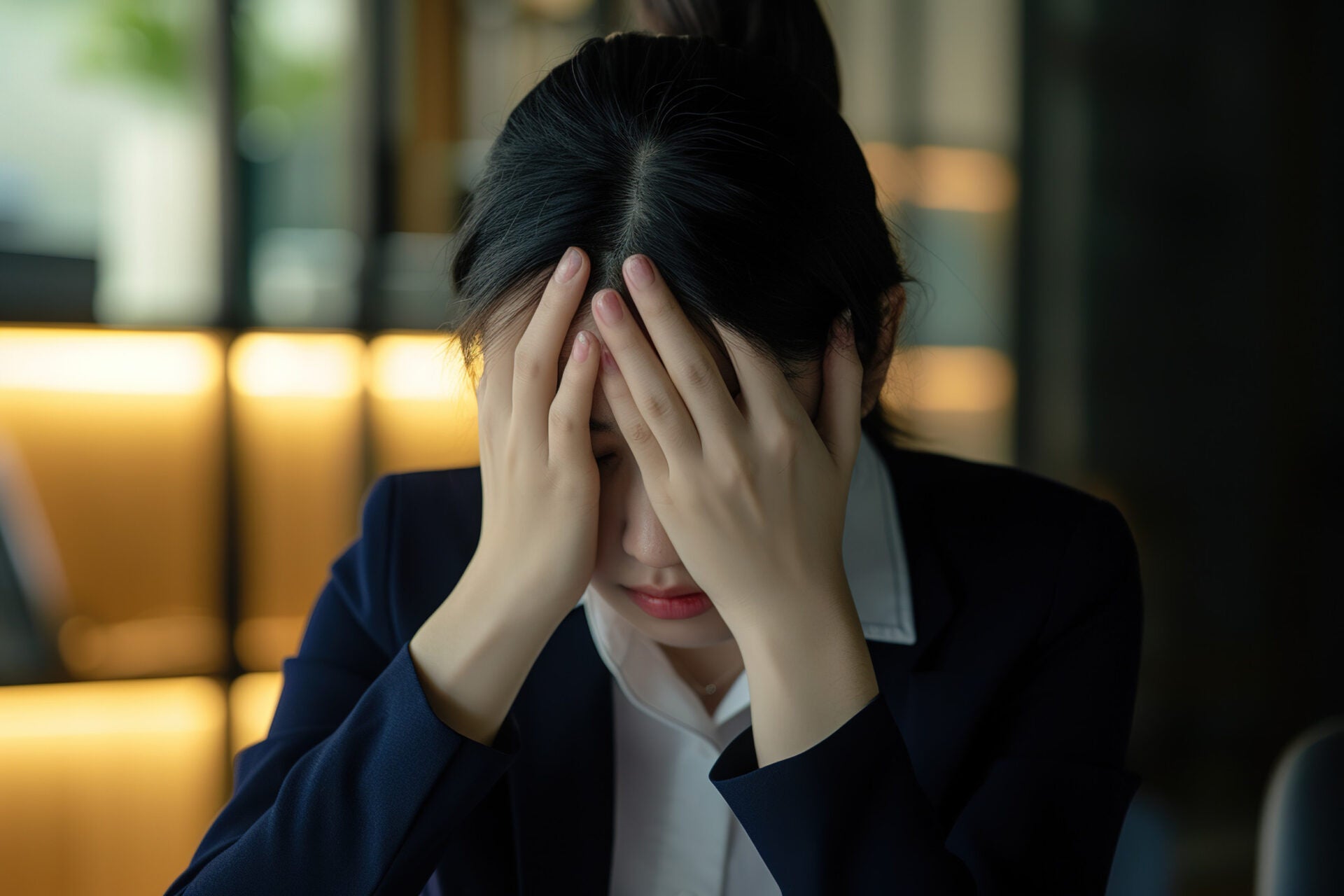 woman stressed work suit 123rf