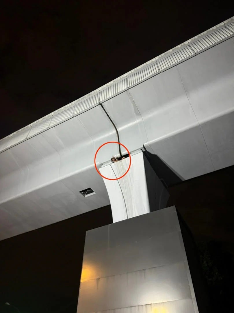 man steal cable stuck between mrt pole 2
