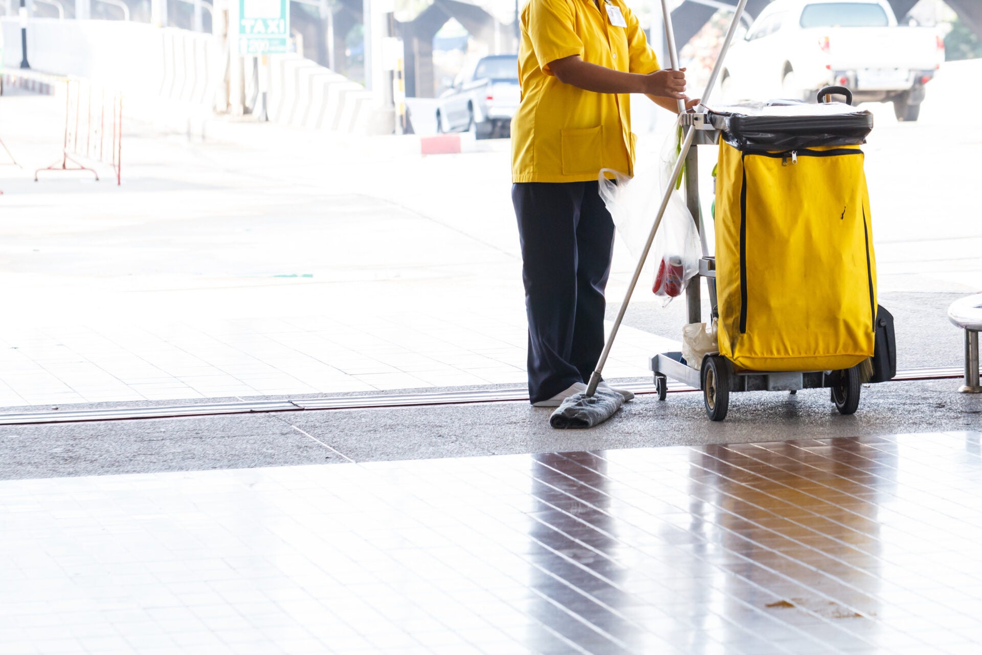 cleaner worker uniform office block buidling 123rf