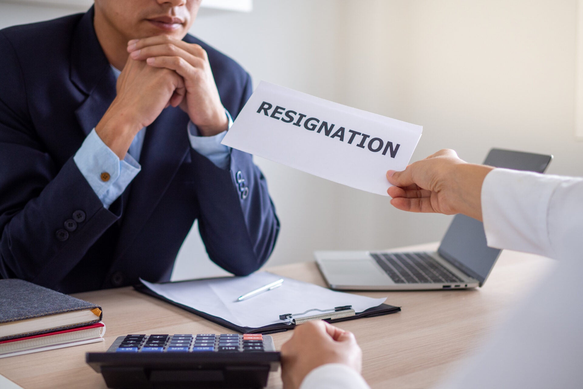 female employee resign resignation letter boss 123rf
