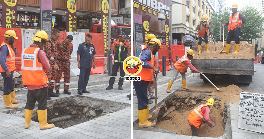 【距离上次事故不到50米！】印度清真寺路一带再发生地陷，DBKL封路调查！