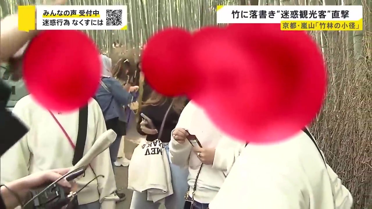 大马游客日本东京岚山竹林破坏竹子刻字被日媒拍下 9