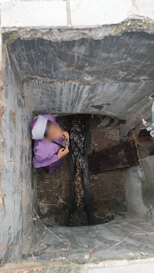 kid fell into longkang cover spoil