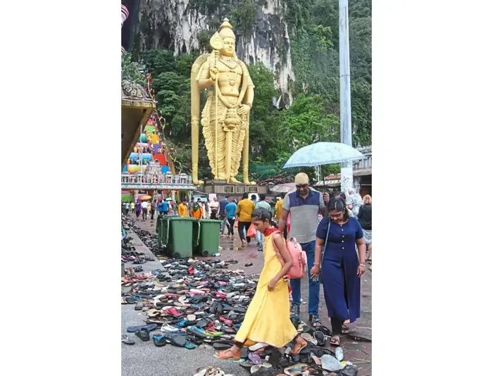 Batu Caves Murugan Temple Tourists Shoes Slippers Abandoned 2
