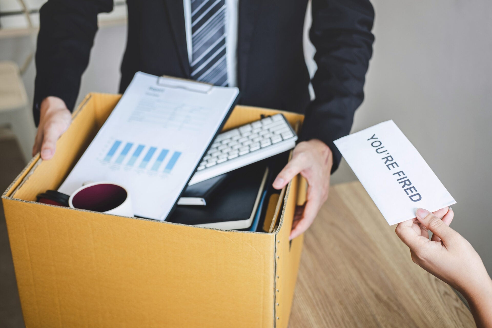 Employee Receive Fired Letter Packing Belongings 123Rf