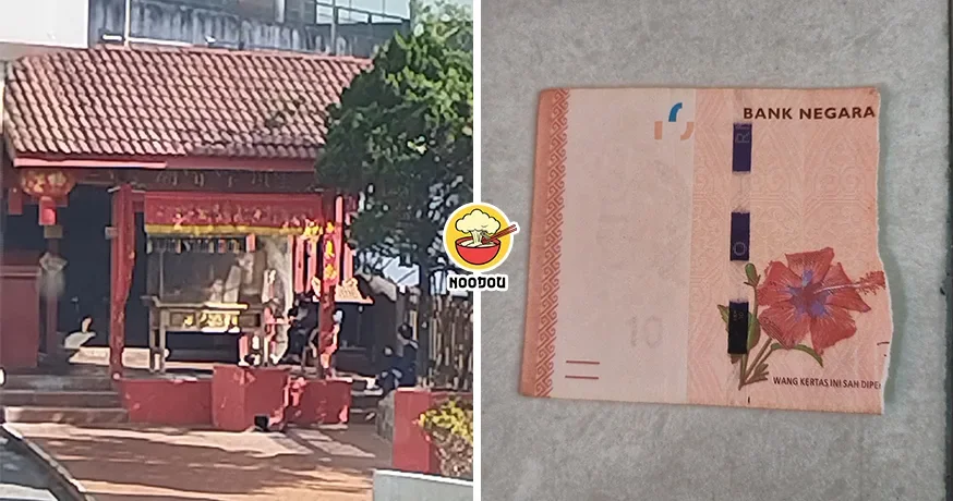 【RM10撕一半=RM5⁉️】大马寺庙员工没有RM5找钱，竟把RM10纸钞撕成一半！