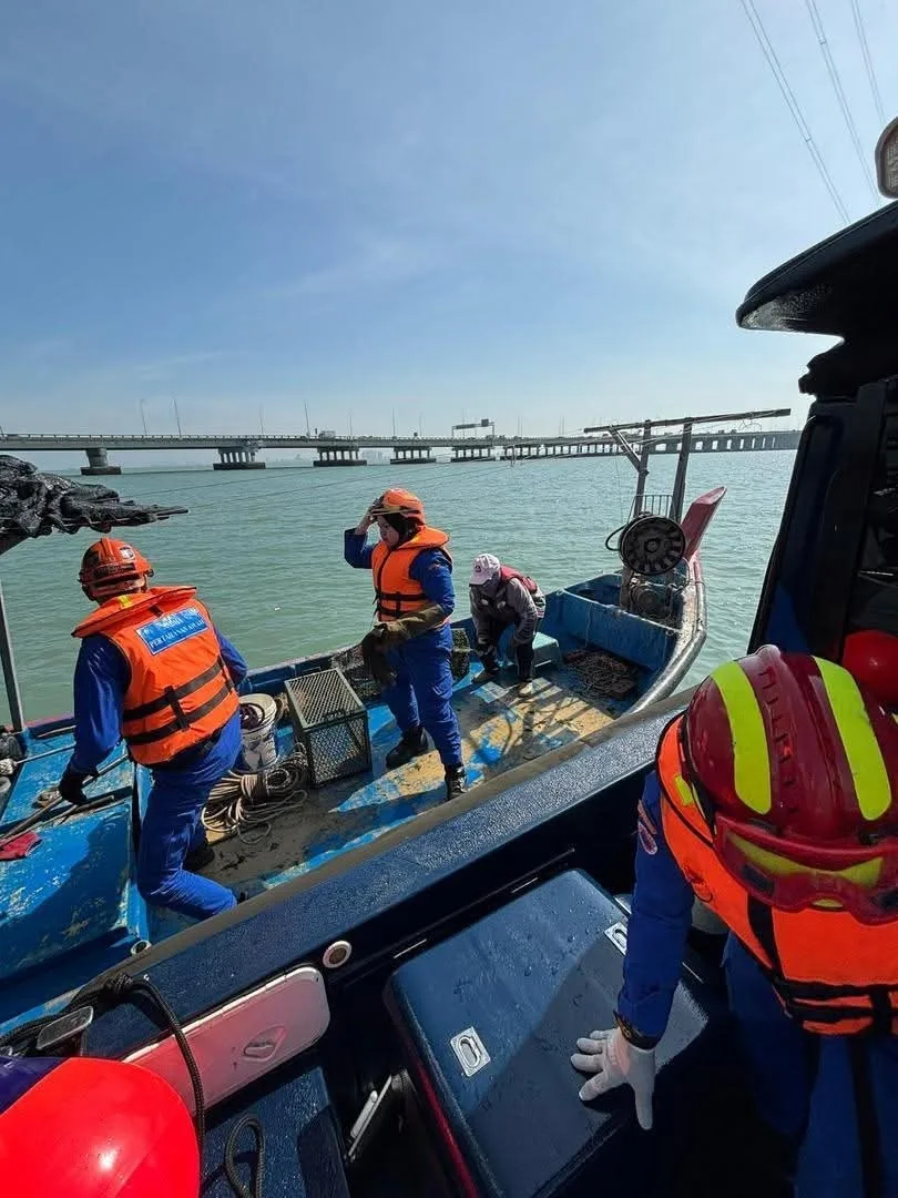 两只流浪狗受困海上点塔下获救 5