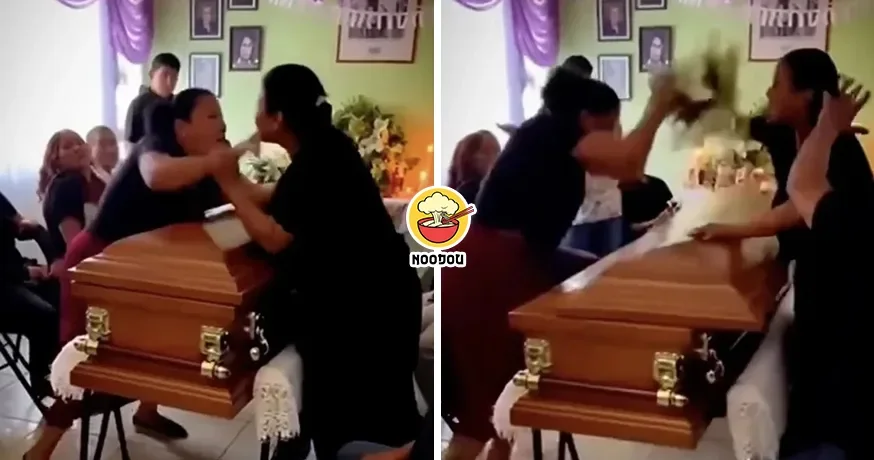 【偷偷告白被听见！】参加丧礼才发现已故爱人有“小三”，2女子直接隔着棺材打架！（内附影片）