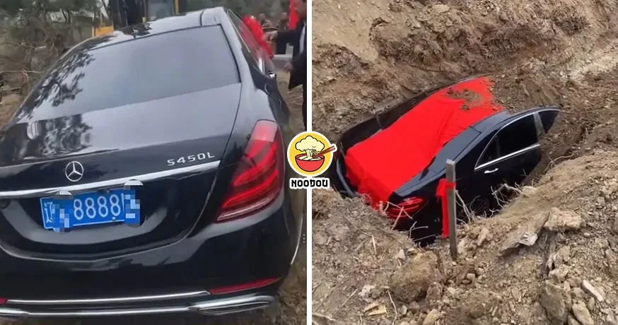 【埋真车！】中国土豪办丧礼，把『Mercedes+8888车牌』当陪葬品！（内附影片）