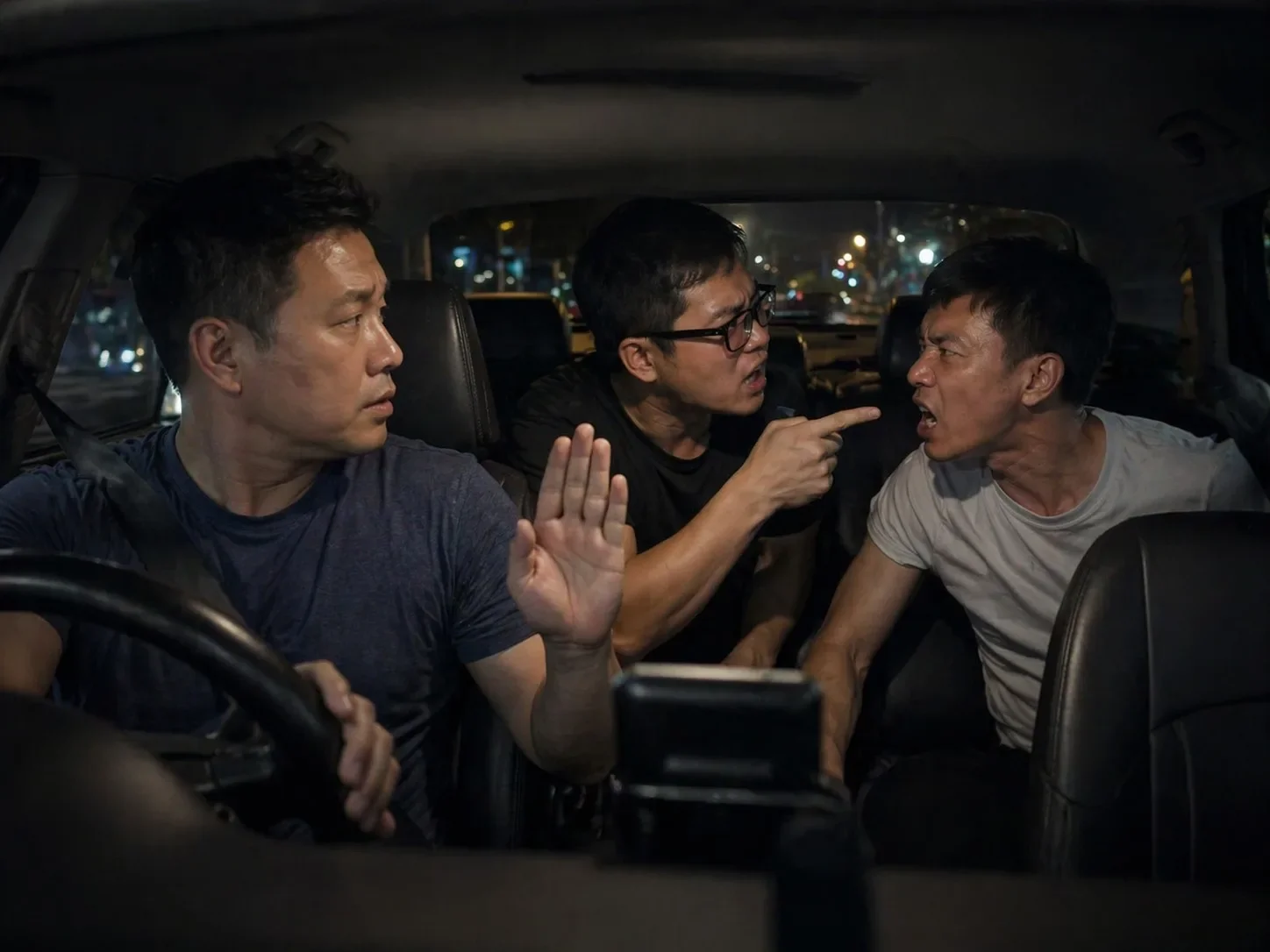 Chatgpt Image 乘客后座吵架电召车司机阻止