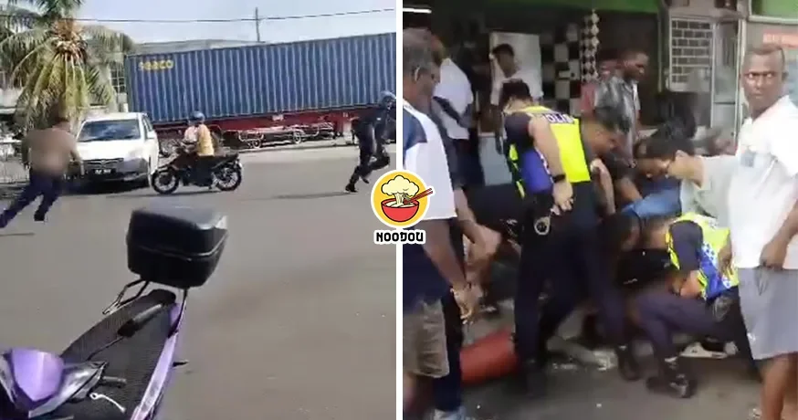 【连Polis都敢弄！】大马男子吃霸王餐被追债，大搞破坏+拿刀追警察！（内附影片）