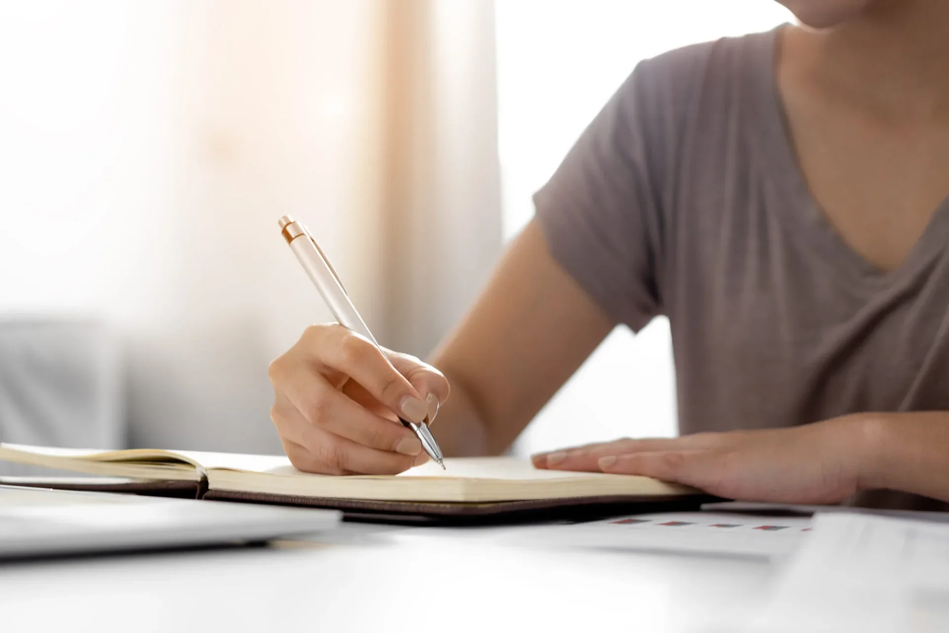 Woman Writing Study Note Book 123Rf