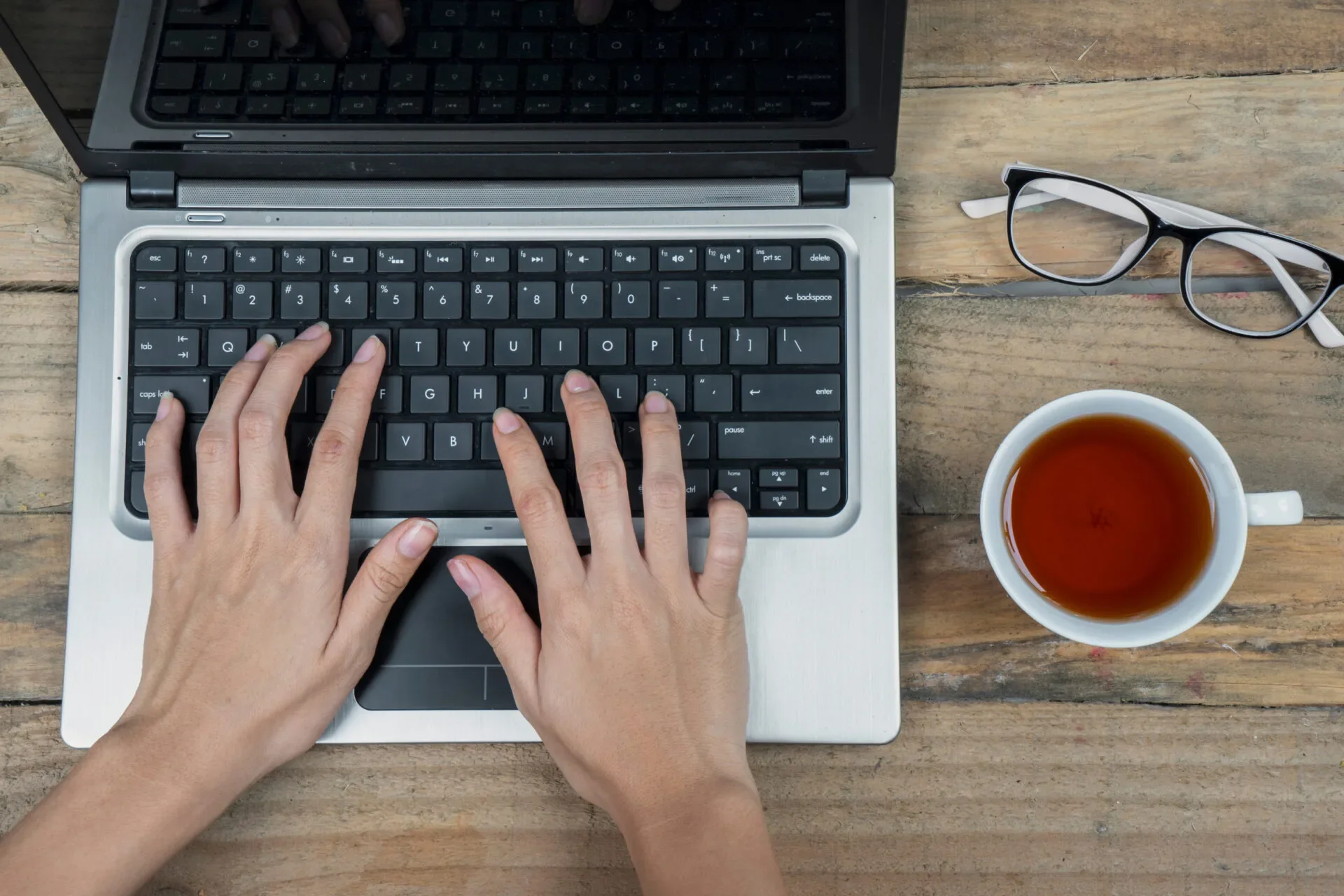Work From Cafe Home Using Laptop Coffee Spectacles 123Rf