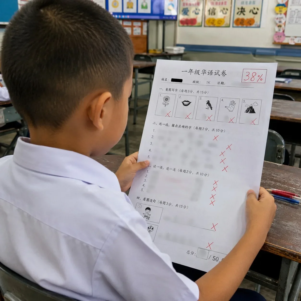 Chatgpt Ai生成图 马来小学生华语成绩不好