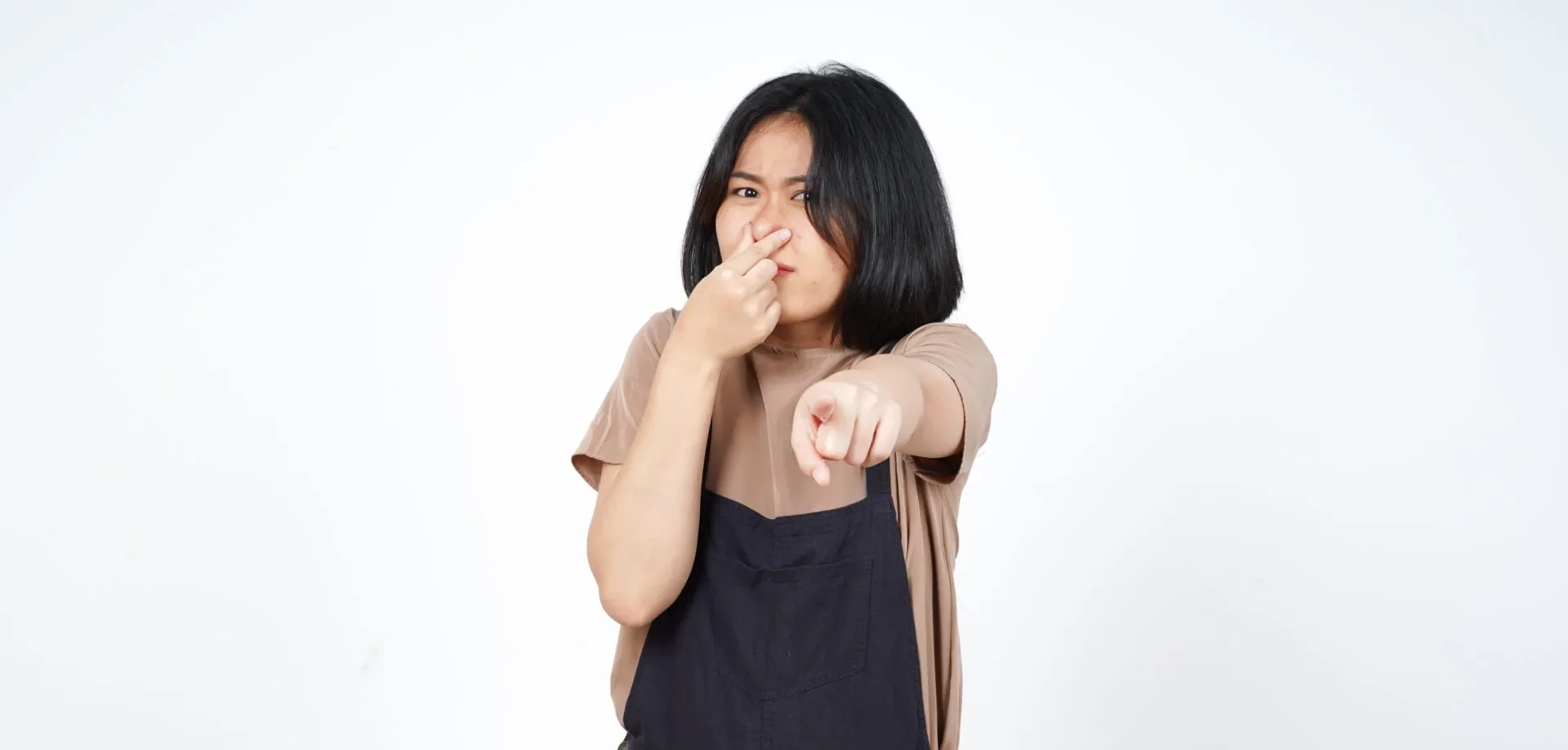 Woman Stinky Cover Nose Pinch 123Rf