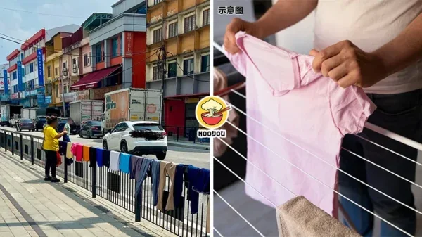 Foreigner Hang Clothes Street Pagar Ft