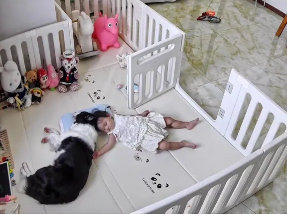 1个枕头小主人睡觉边牧犬狗狗丝滑霸占 7