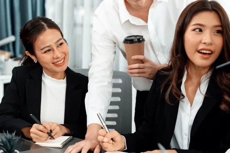 Office Worker Manager Analyze Financial Report Paper Harmony Workplace 31965 77046