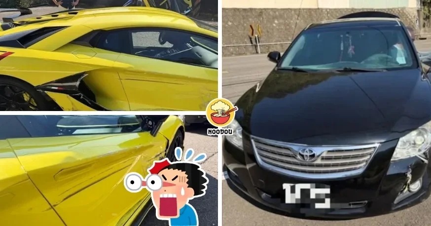 【转角撞到“唉”…】阿公左转撞上Lamborghini，网友一看型号吓到够力！